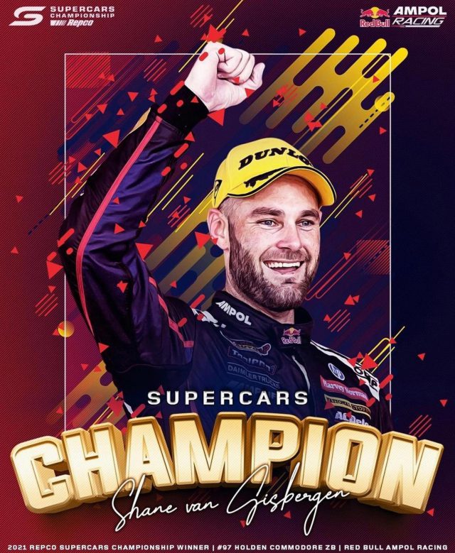 What a legend! Congratulations to Shane van Gisbergen @svg97 for his 2021 Repco Supercars Championship win! Proud to be your official merchandise partner. Looking forward to doing it all again in 2022 @redbullampolracing @supercarschampionship #connectingbrandswithfans